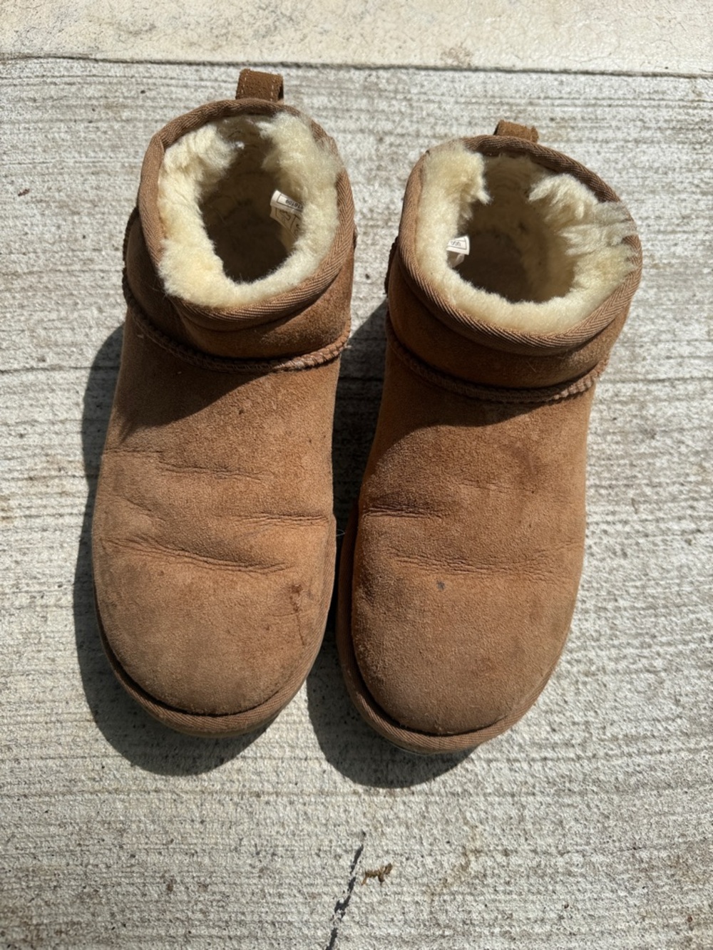 UGG Chestnut Suede Shearling Cuff Slip-On Booties